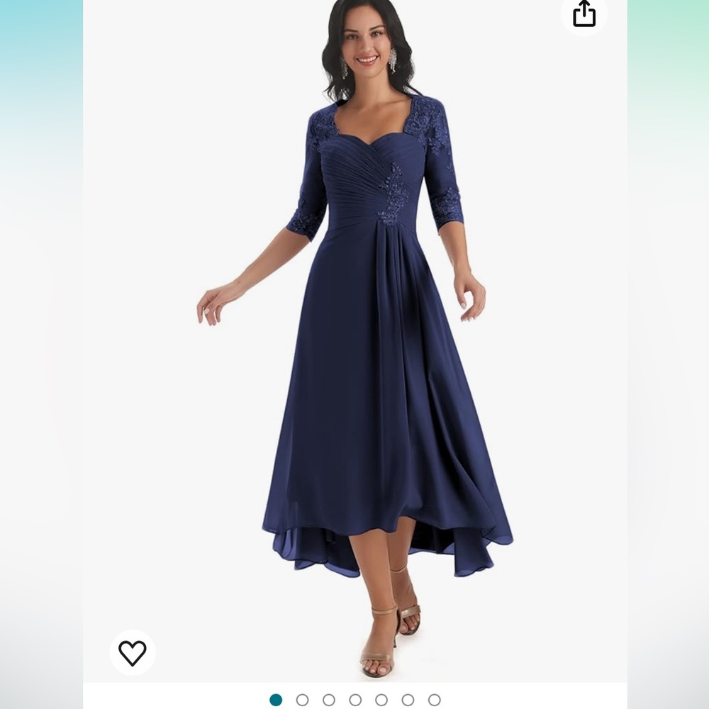 MAKE YOU PRETTY MORE | tea length mother of bride short sleeve applique formal